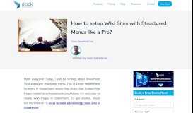 
							         How to setup Wiki Sites with Structured Menus like a Pro?								  
							    