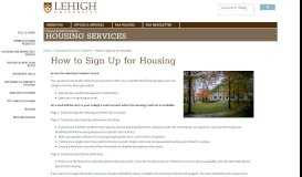 
							         How to Sign Up for Housing | Finance ... - Lehigh University								  
							    