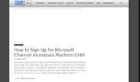 
							         How to Sign Up for Microsoft Channel Incentives Platform CHIP								  
							    