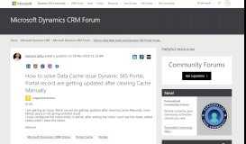 
							         How to solve Data Cache issue Dynamic 365 Portal, Portal record are ...								  
							    