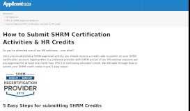 
							         How to Submit SHRM Certification Activities & HR Credit | ApplicantPro								  
							    