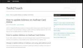 
							         How to update Address on Aadhaar Card Online - Tech2Touch								  
							    