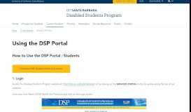 
							         How to Use the DSP Portal : Students - Using the DSP Portal								  
							    