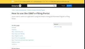 
							         How to use the OINP e-Filing Portal | Ontario.ca								  
							    