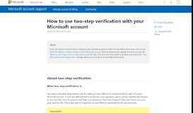 
							         How to use two-step verification with your Microsoft account								  
							    