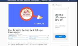 
							         How To Verify Aadhar Card Online at Uidai.gov.in? - eAadhar								  
							    