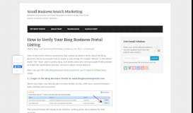 
							         How to Verify Your Bing Business Portal Listing : Small Business ...								  
							    
