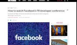 
							         How to watch Facebook's F8 developer conference - The Verge								  
							    