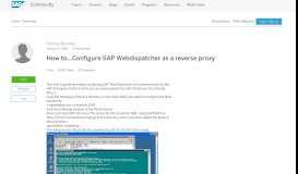 
							         How to…Configure SAP Webdispatcher as a reverse proxy | SAP Blogs								  
							    