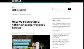 
							         How we're creating a national teacher vacancy service - DfE Digital ...								  
							    