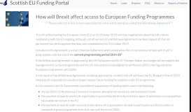 
							         How will Brexit affect access to European Funding Programmes								  
							    