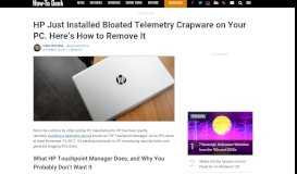 
							         HP Just Installed Bloated Telemetry Crapware on Your PC. Here's ...								  
							    