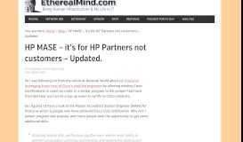 
							         HP MASE - it's for HP Partners not customers - Updated. - EtherealMind								  
							    