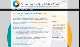 
							         HPC Wales User & Project Migration – Supercomputing Wales Portal								  
							    