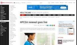 
							         HPCSA renewal goes live - Bizcommunity.com								  
							    