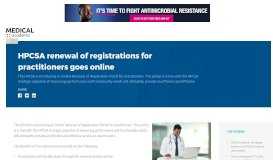 
							         HPCSA renewal of registrations for practitioners goes online								  
							    