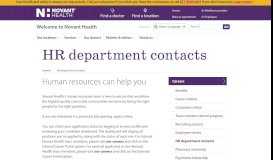 
							         HR department contacts | Novant Health								  
							    
