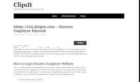 
							         https://e24.ultipro.com – Hooter's Employee Paystub - Clipsit								  
							    