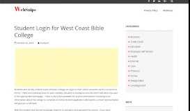 
							         https://portal.wcbc.edu – Student Login for West Coast Bible College ...								  
							    