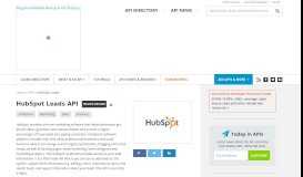 
							         HubSpot Leads API | ProgrammableWeb								  
							    