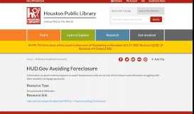 
							         HUD.Gov Avoiding Foreclosure | Houston Public Library								  
							    
