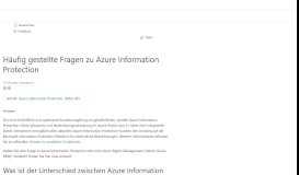 
							         Häufig gestellte Fragen zu Azure Information Protection | Microsoft Docs								  
							    