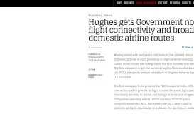 
							         Hughes gets Government nod to provide in-flight ... - The Tech Portal								  
							    