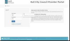 
							         Hull City Council Provider Portal - Log In								  
							    