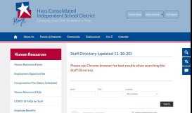 
							         Human Resources / District Staff Directory - Hays CISD								  
							    