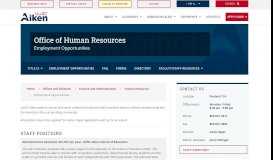 
							         Human Resources | Employment Opportunities | USC Aiken								  
							    