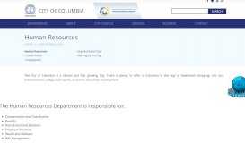 
							         Human Resources - Welcome to the City of Columbia								  
							    