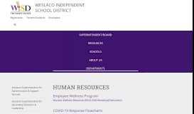 
							         Human Resources - Weslaco Independent School District								  
							    
