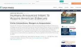 
							         Humana Announces Intent To Acquire American Eldercare - Open Minds								  
							    