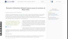 
							         Humana's ChoiceCare Network opens access to services at Mayo ...								  
							    