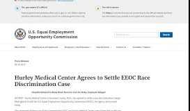 
							         Hurley Medical Center Agrees to Settle EEOC Race Discrimination Case								  
							    