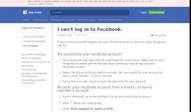 
							         I can't log in to Facebook. | Facebook Help Center | Facebook								  
							    