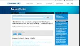 
							         I don't know my username or password to log in ... - SiriusXM								  
							    