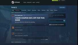 
							         I HAVE COUPON 90% OFF FOR THIS GAME :: Portal 2 General ...								  
							    