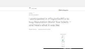 
							         I participated in #TaylorSwiftTix to buy Reputation World Tour tickets ...								  
							    