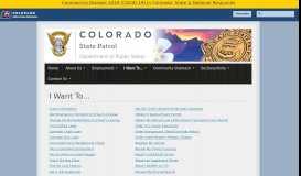 
							         I Want To... | Colorado State Patrol - CSP - Colorado.gov								  
							    