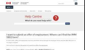 
							         I want to submit an offer of employment. Where can I find the IMM 5802 ...								  
							    