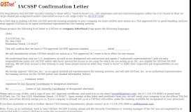 
							         IACSSP Confirmation Letter - GISTnet								  
							    