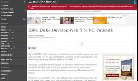 
							         IBM, Duke Develop Web Site for Patients - NewsOK								  
							    