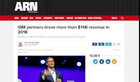 
							         IBM partners drove more than $14B revenue in 2018 - ARN								  
							    