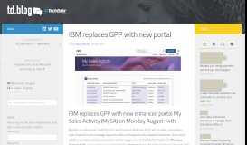 
							         IBM replaces GPP with new portal - td.blog								  
							    