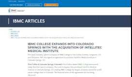 
							         IBMC College Expands into Colorado Springs with the Acquisition of ...								  
							    