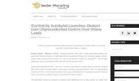 
							         iControl by Autobytel Launches, Dealers Gain Unprecedented Control ...								  
							    