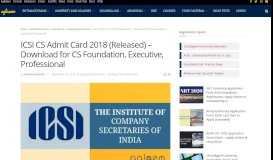 
							         ICSI CS Admit Card 2018 (Released) – Download for CS Foundation ...								  
							    