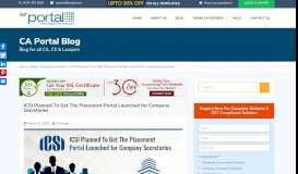 
							         ICSI Planned To Launch The Placement Portal for Company Secretaries								  
							    