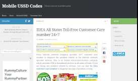 
							         IDEA All States Toll-Free Customer Care number (24×7) • Mobile ...								  
							    